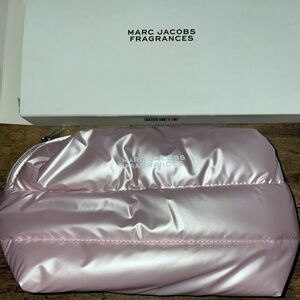 New Marc Jacobs Fragrances GWP pink metallic puffer cosmetic makeup bag with box